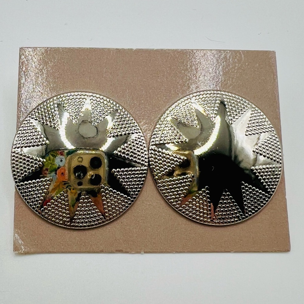 1987 Avon Sunburst Pierced Earrings Silvertone NOS Vintage
